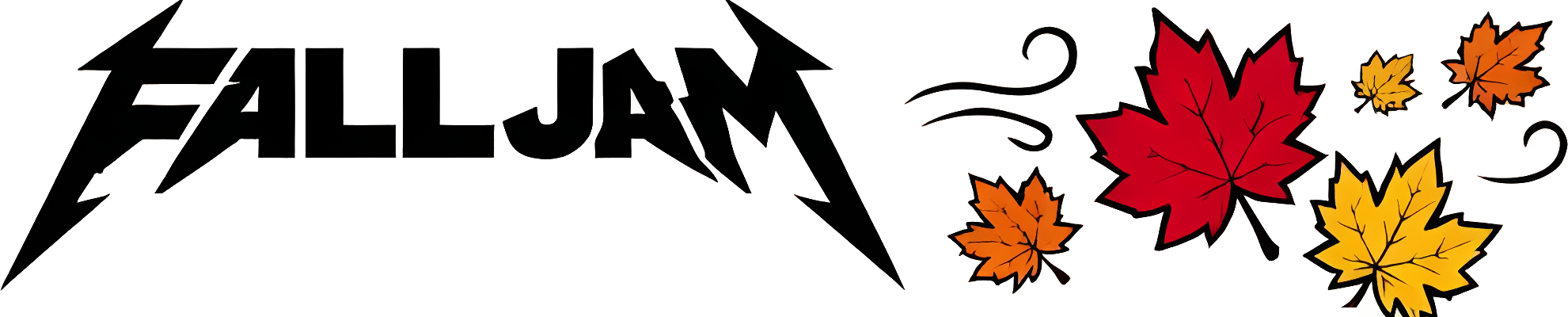 Fall Jam wordmark with autumn leaves